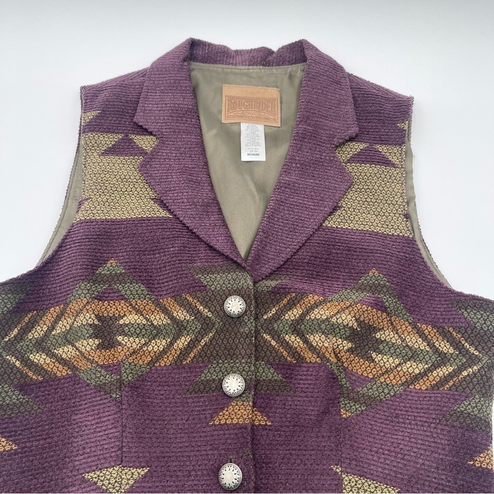 VTG Roughrider by Circle T Womens Sz Med Western Vest Southwest Aztec Purple - Picture 6 of 9